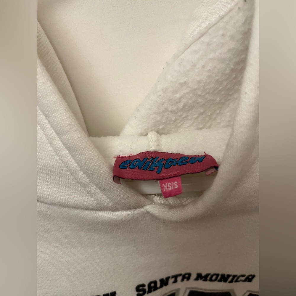 Edikted Champion White Pullover Oversized Thick Hoodie with Graphic Print XS - Picture 7 of 9